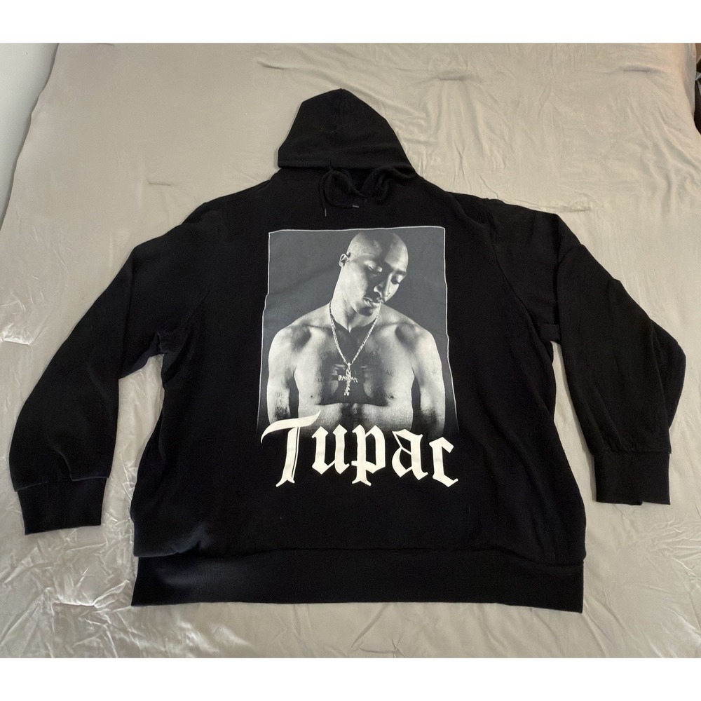 Tupac 2Pac Hoodie Mens 2XL Black Pullover Graphic Sweatshirt Licensed Bravado